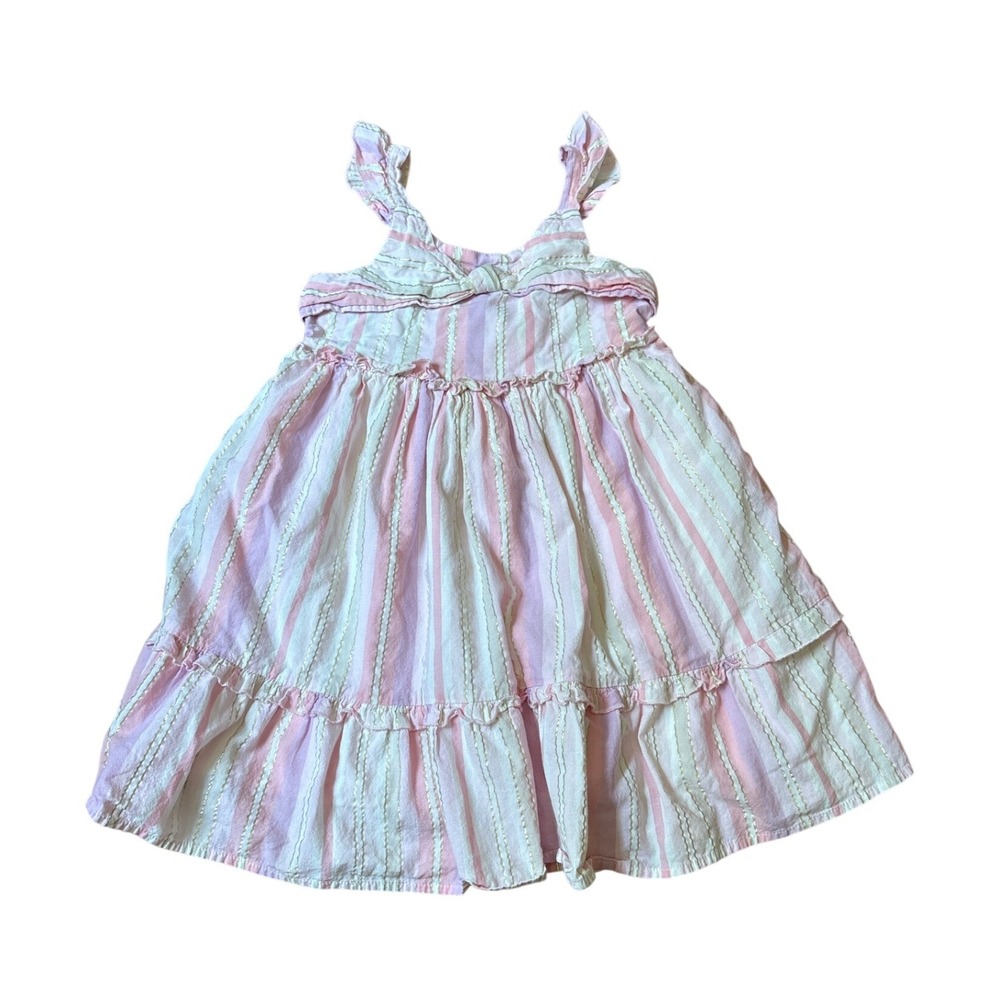 Juicy Couture Tiered Dress Kids Pink Striped Boho Metallic SIZE 7